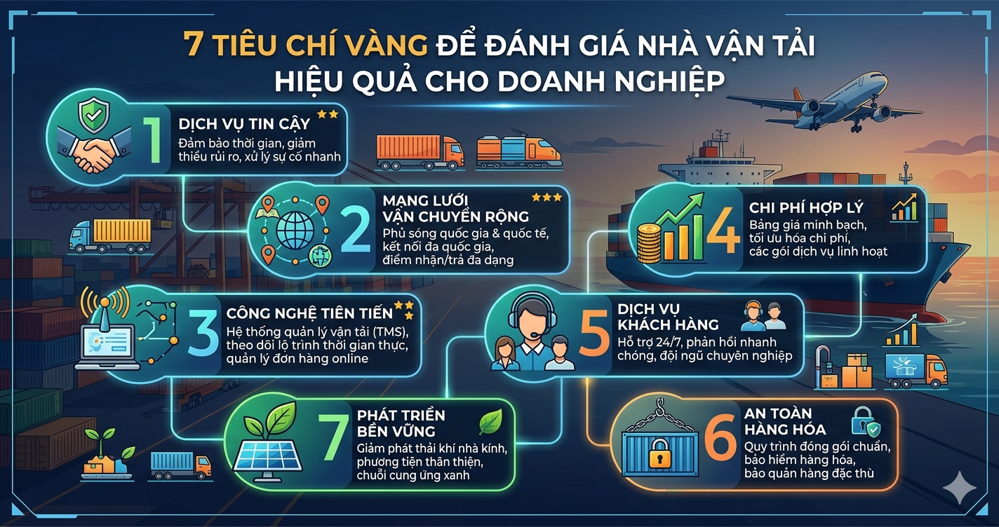 7 Tiêu Chí Vàng Để Đánh Giá Nhà Vận Tải Hiệu Quả Cho Doanh Nghiệp